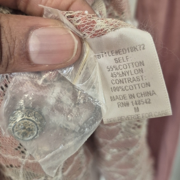 Aratta Silent Journey String of Pearls Lace Semi Sheer Button Down Blouse(M)NWT - Picture 9 of 10